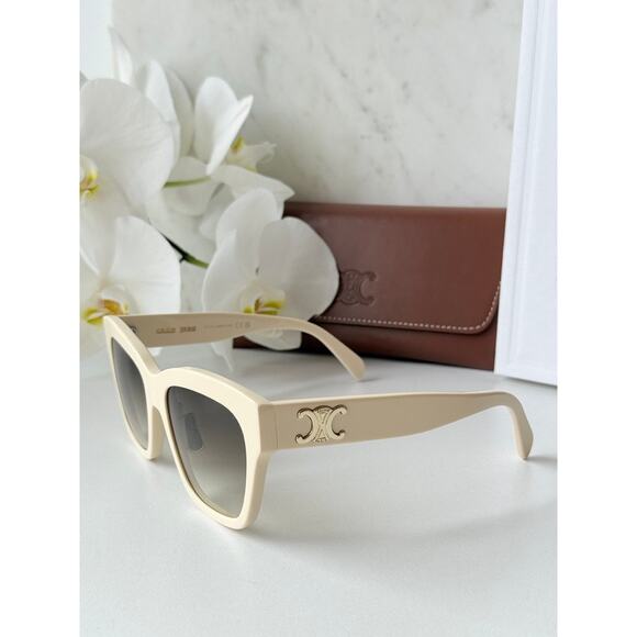 NEW Celine CL40253F Triomphe Cat Eye Ivory White Sunglasses main image 8